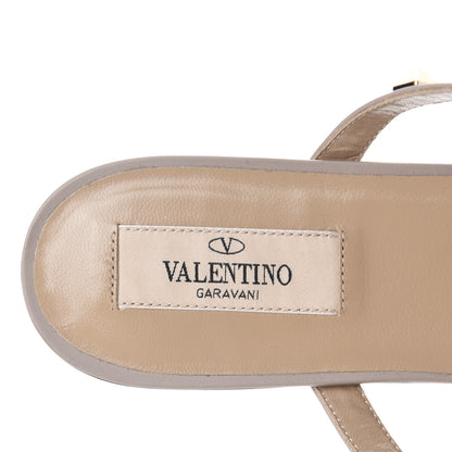 Valentino Garavani Pebbled Calfskin Rockstud Flat Cage Mules 38 Poudre 8 of 11