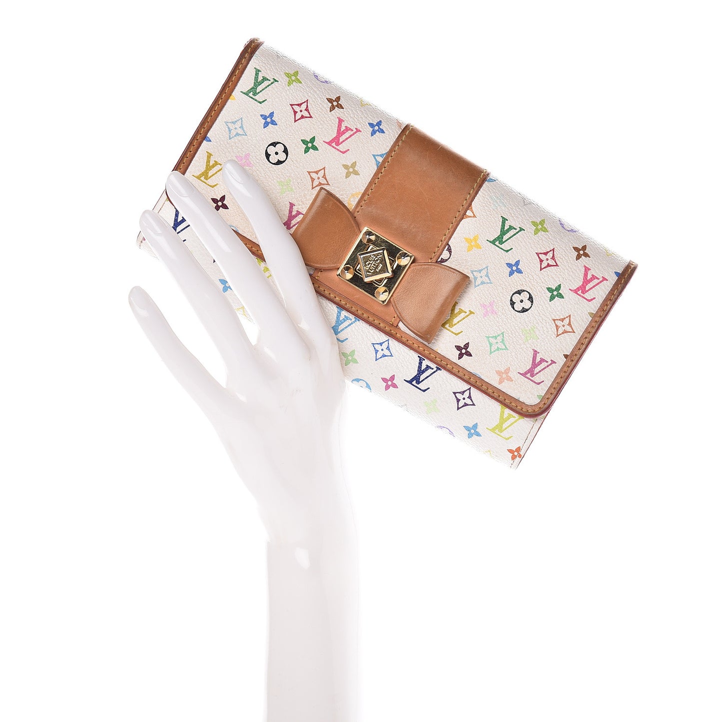 Monogram Multicolor Sarah Noeud Wallet White Litchi