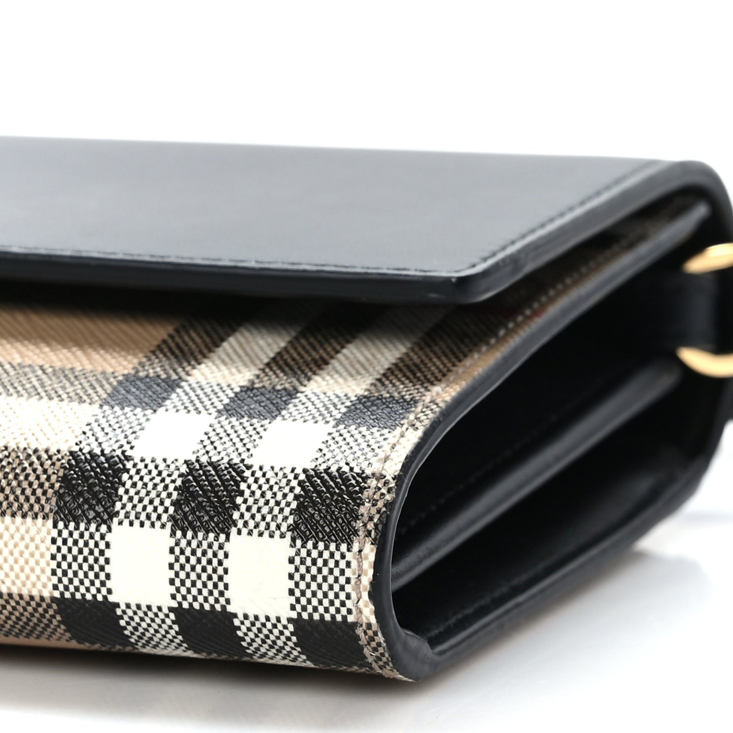 Calfskin Vintage Check Hannah Wallet with Detachable Strap Black