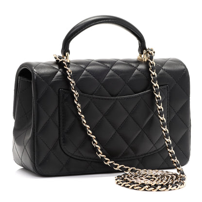 Chanel Lambskin Quilted Mini Top Handle Rectangular Flap Black 2 of 10