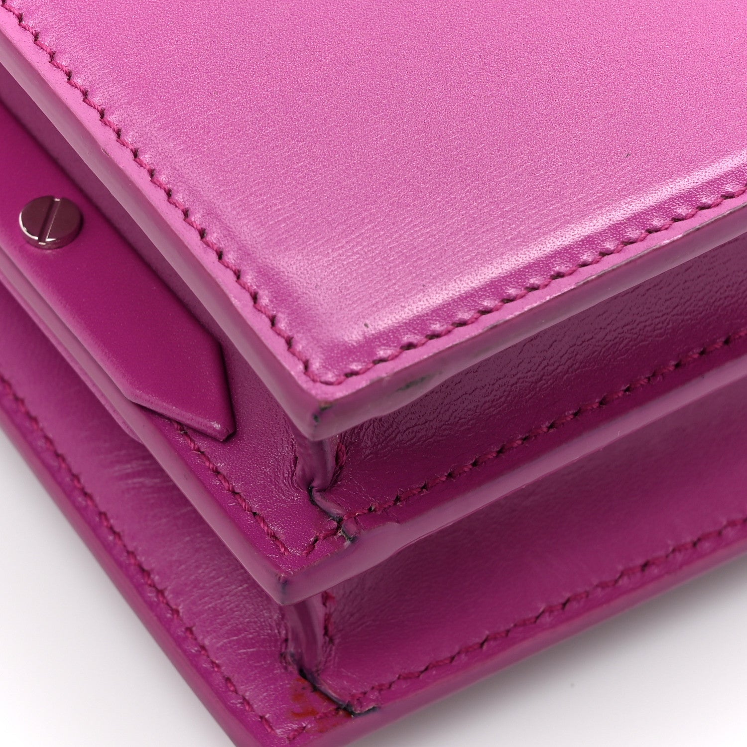 Saint Laurent Smooth Calfskin Monogram Cassandra Clasp Bag Electric Fuchsia 14 of 16