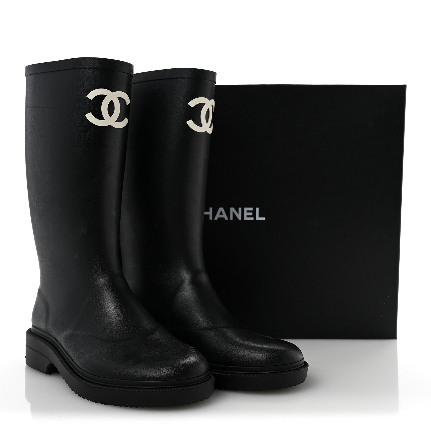Chanel Caoutchouk CC High Boots 37 Black 10 of 10