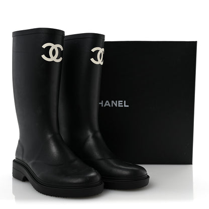 Chanel Caoutchouk CC High Boots 37 Black 10 of 10