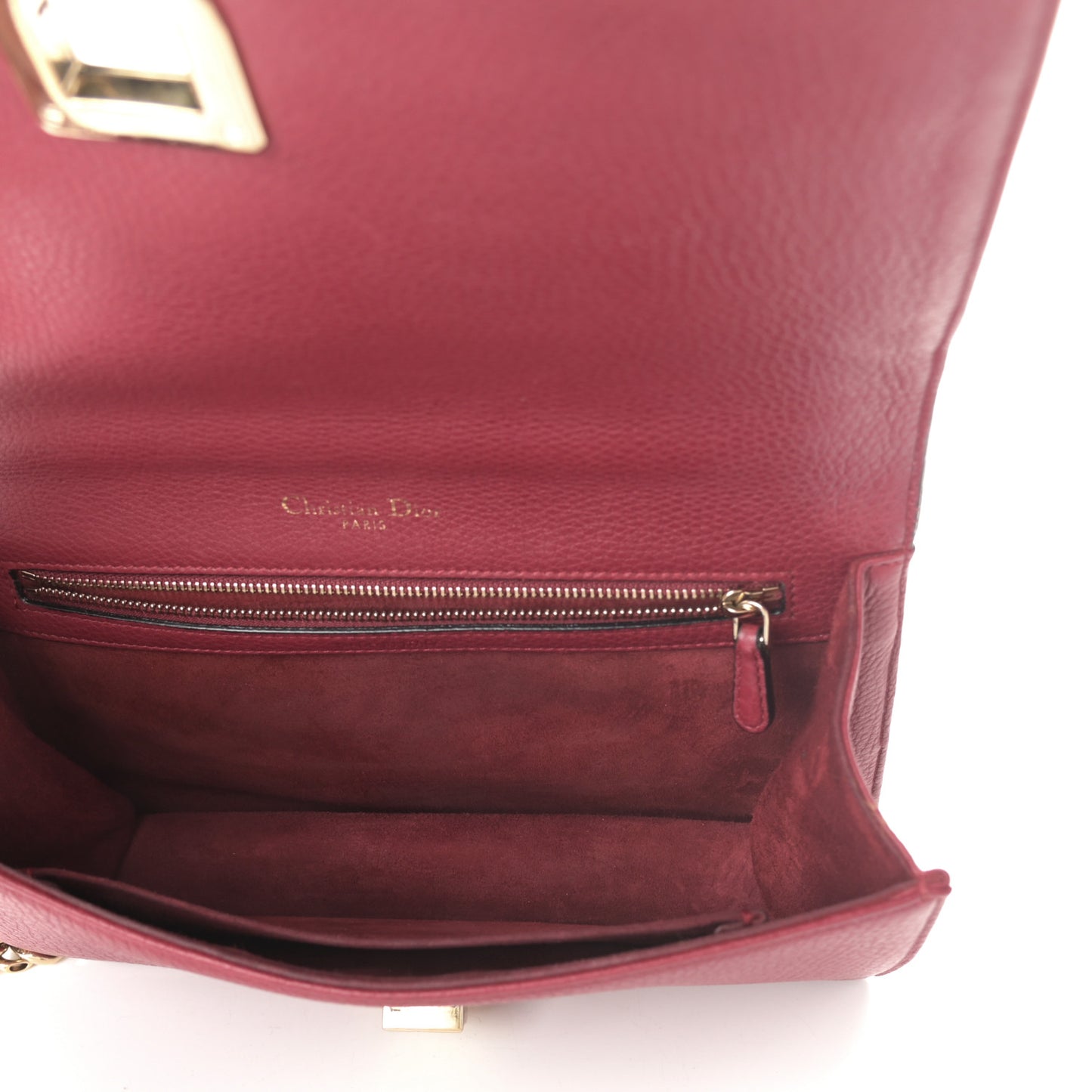 Grained Calfskin Medium Diorama Flap Bag Burgundy