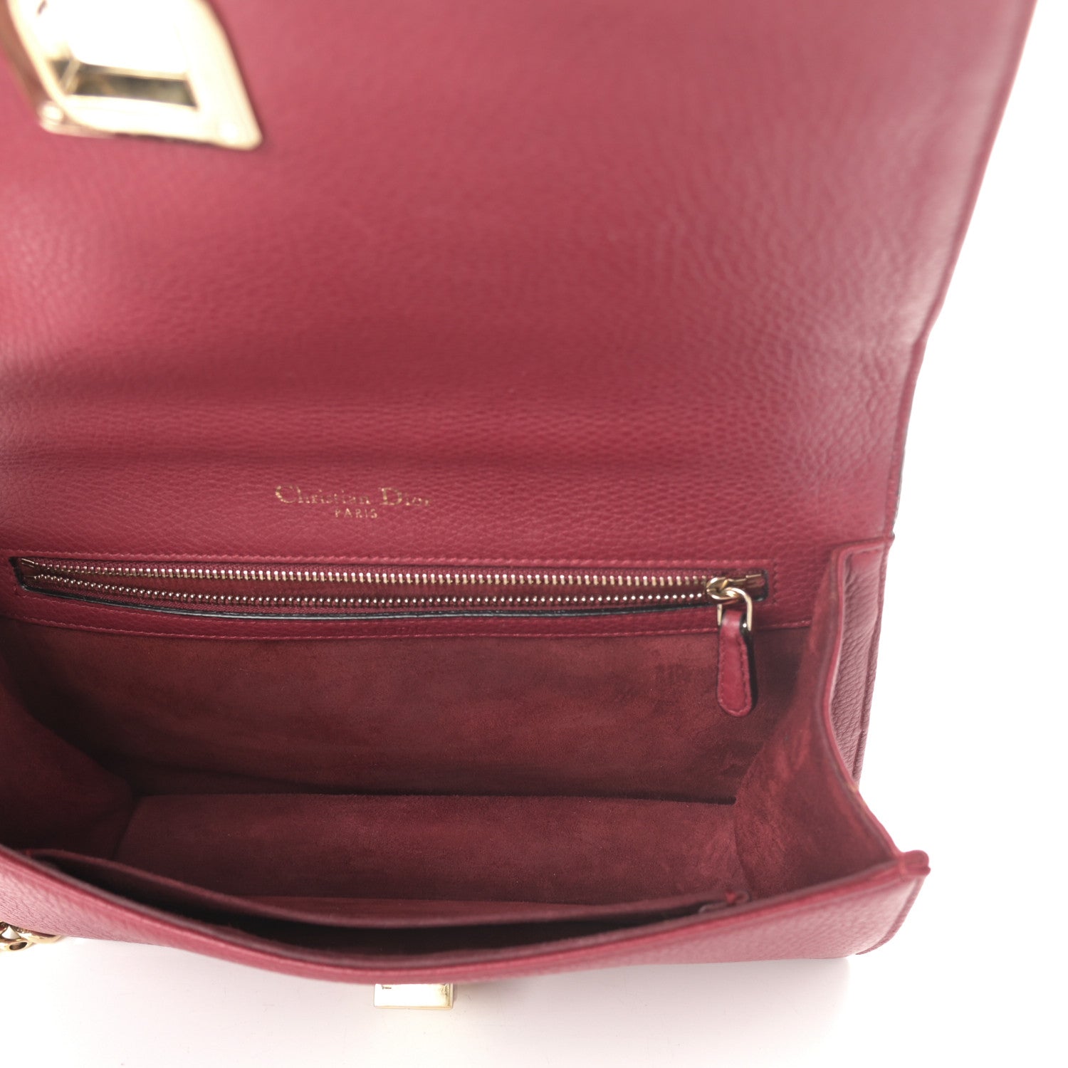 Christian Dior Grained Calfskin Medium Diorama Flap Bag Burgundy 5 of 8