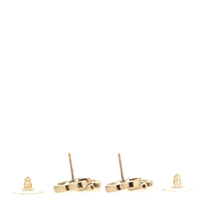 Chanel Metal Bead Crystal Double CC Drop Earrings Gold 3 of 4