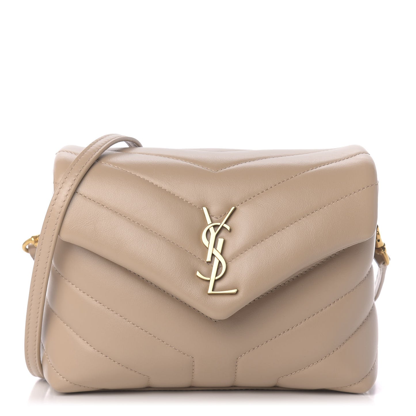 Calfskin Y Quilted Monogram Toy Loulou Crossbody Bag Dark Beige