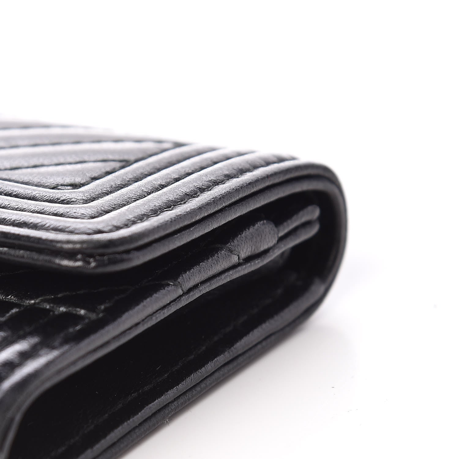 Chanel Lambskin Chevron Quilted Boy Card Holder Wallet Black 11 of 14