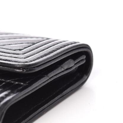 Chanel Lambskin Chevron Quilted Boy Card Holder Wallet Black 11 of 14