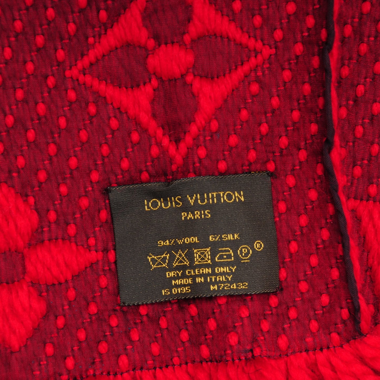 Wool Silk Logomania Scarf Rubis