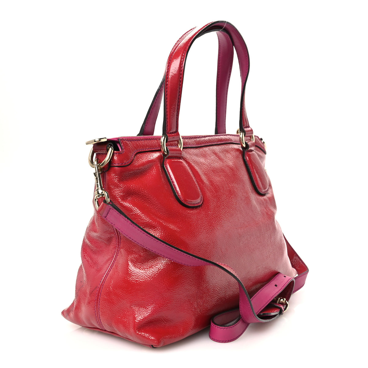 Vernice Naplack Small Soho Top Handle Satchel Uniform Red
