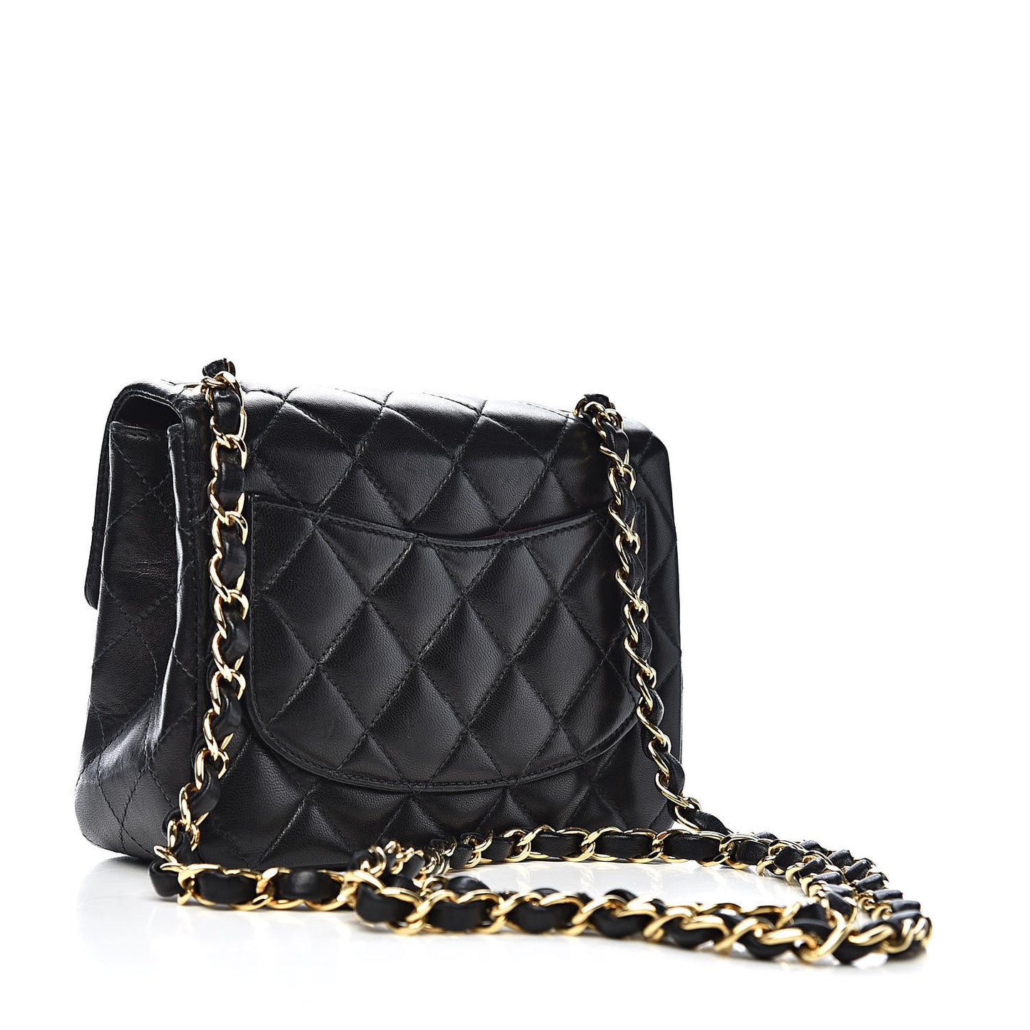 Lambskin Quilted Mini Square Flap Black