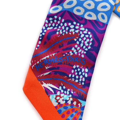 Hermes Silk Under The Waves Twilly Orange Bleu Fuchsia 2 of 4