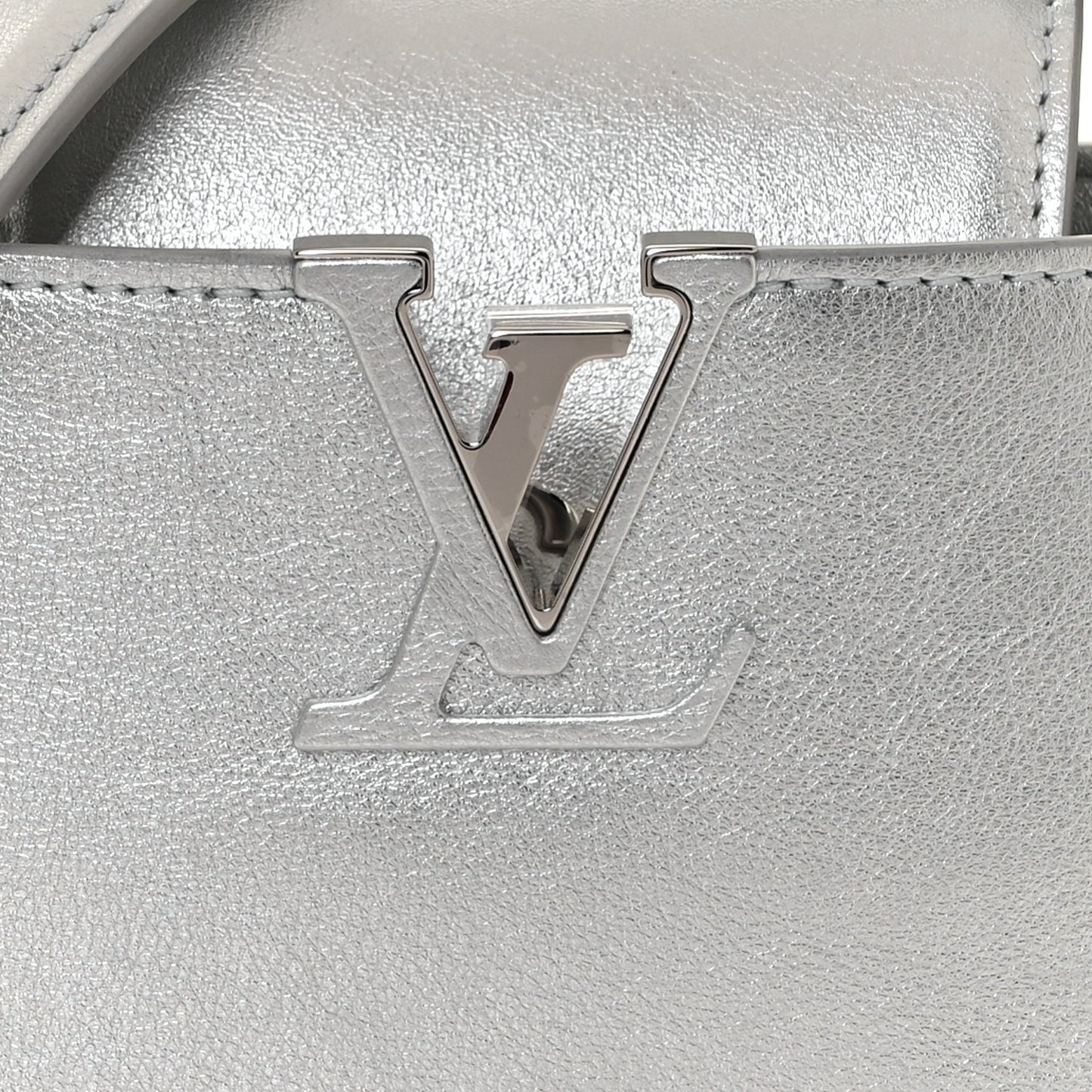 Metallic Calfskin Mini Capucines Silver