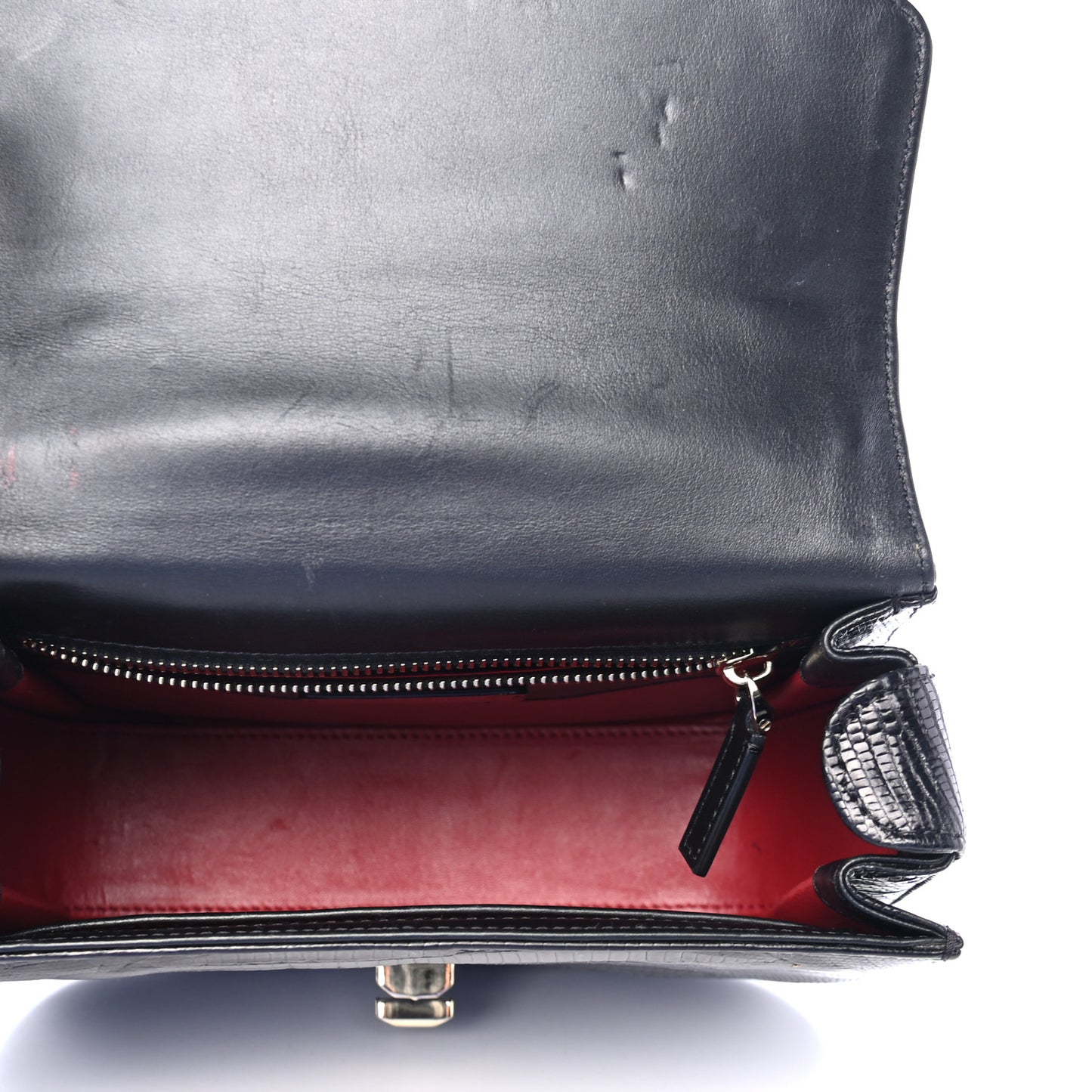 Lizard Embossed Calfskin VLTN Medium Shoulder Bag Black