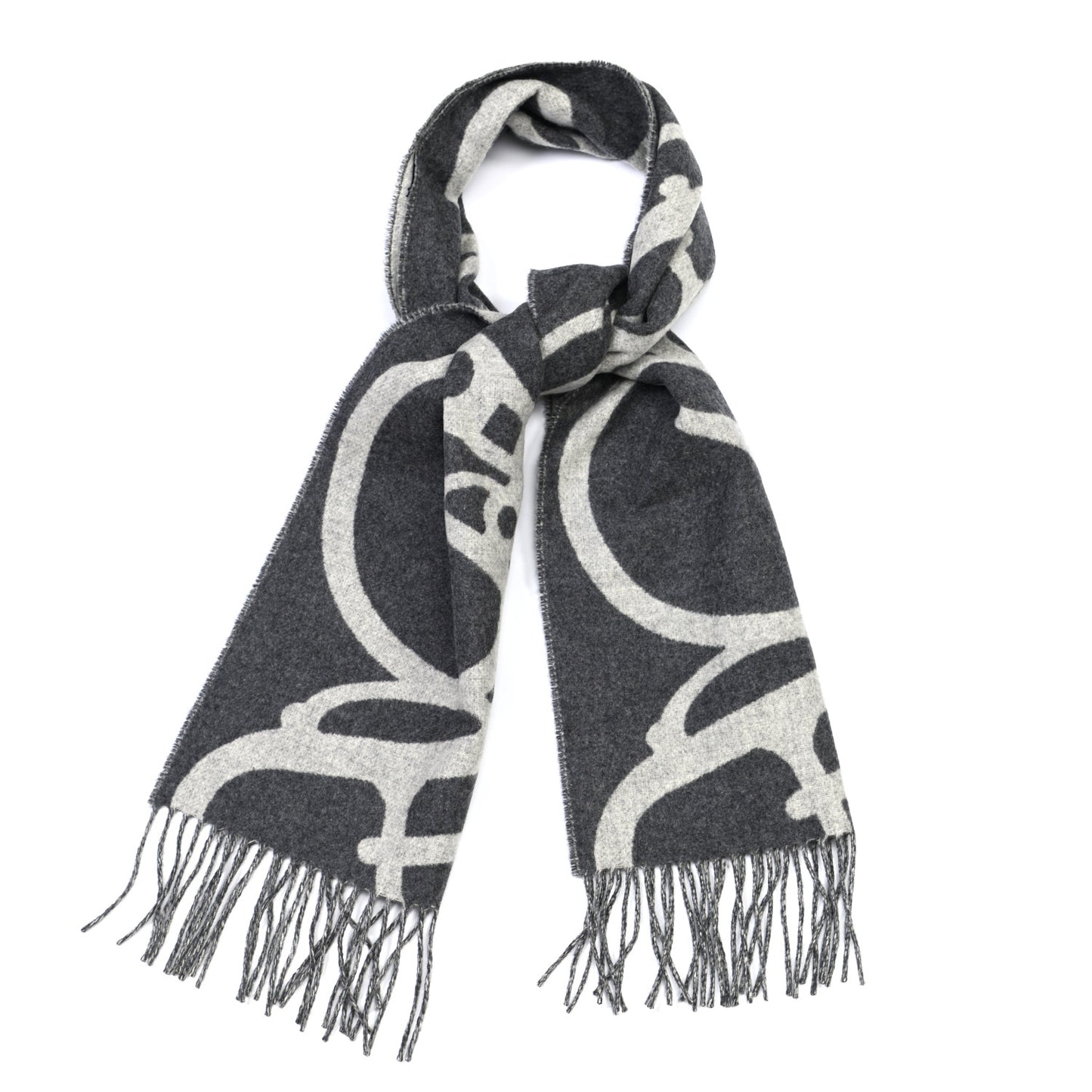 Cashmere Boucles et Camails Muffler Anthracite Gris Clair