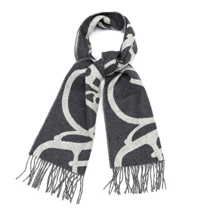 Hermes Cashmere Boucles et Camails Muffler Anthracite Gris Clair 1 of 4