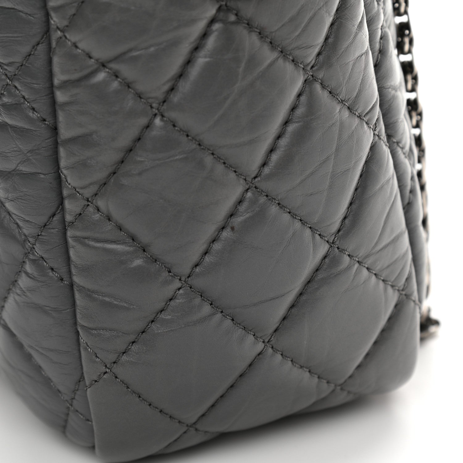 Chanel Aged Calfskin Quilted Large Reissue Camera Case Grey 11 of 15