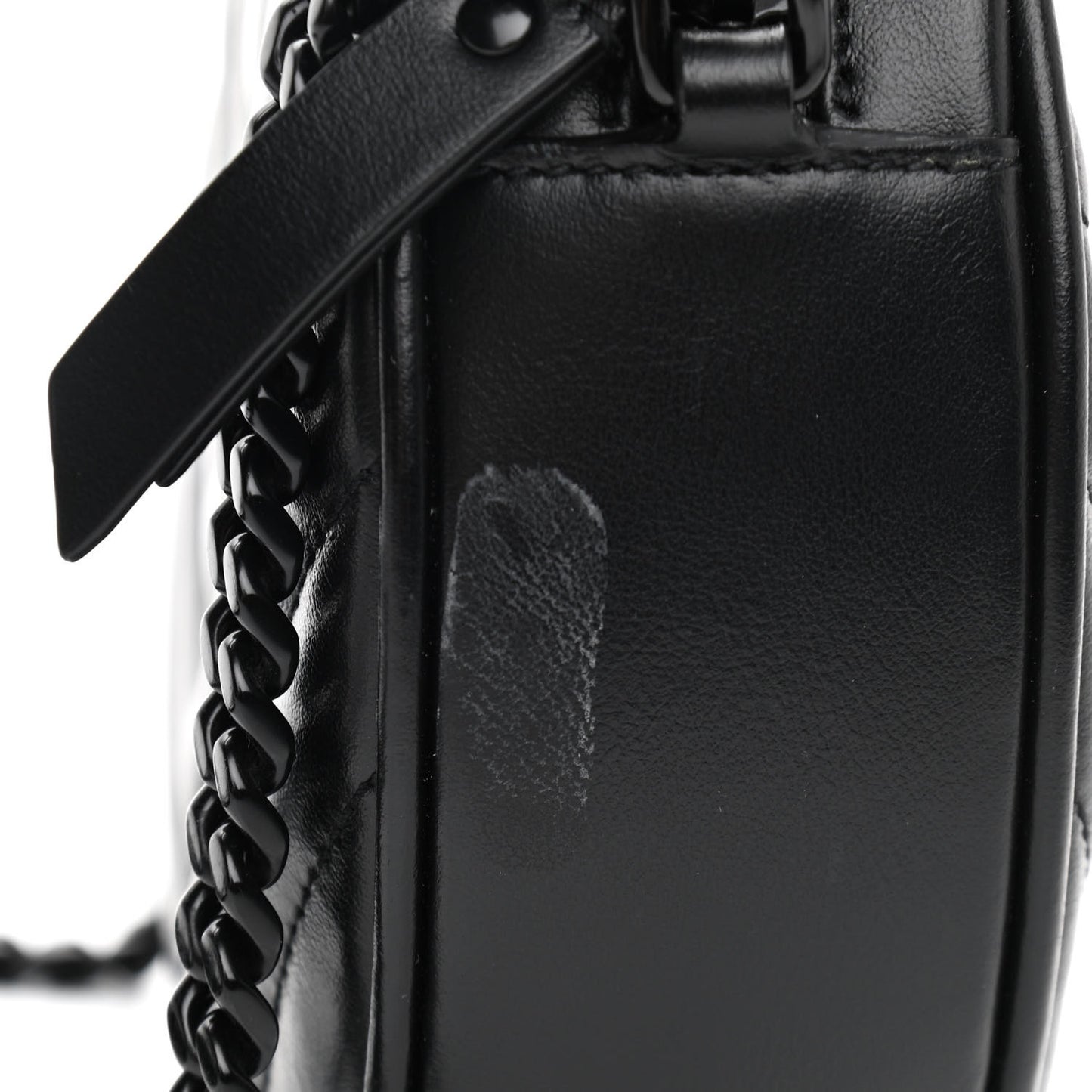 Calfskin Matelasse Chevron Round Vinyle Camera Bag Black