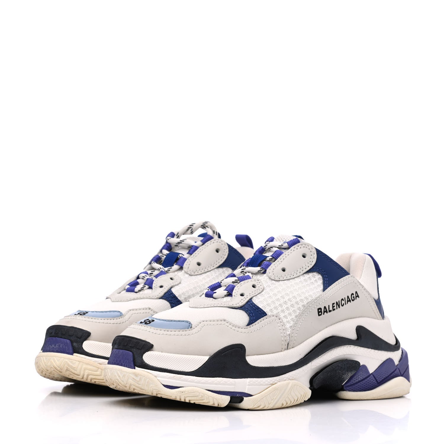 Balenciaga Mesh Nubuck Womens Triple S Sneakers 38 White Bleu Violet 3 of 24