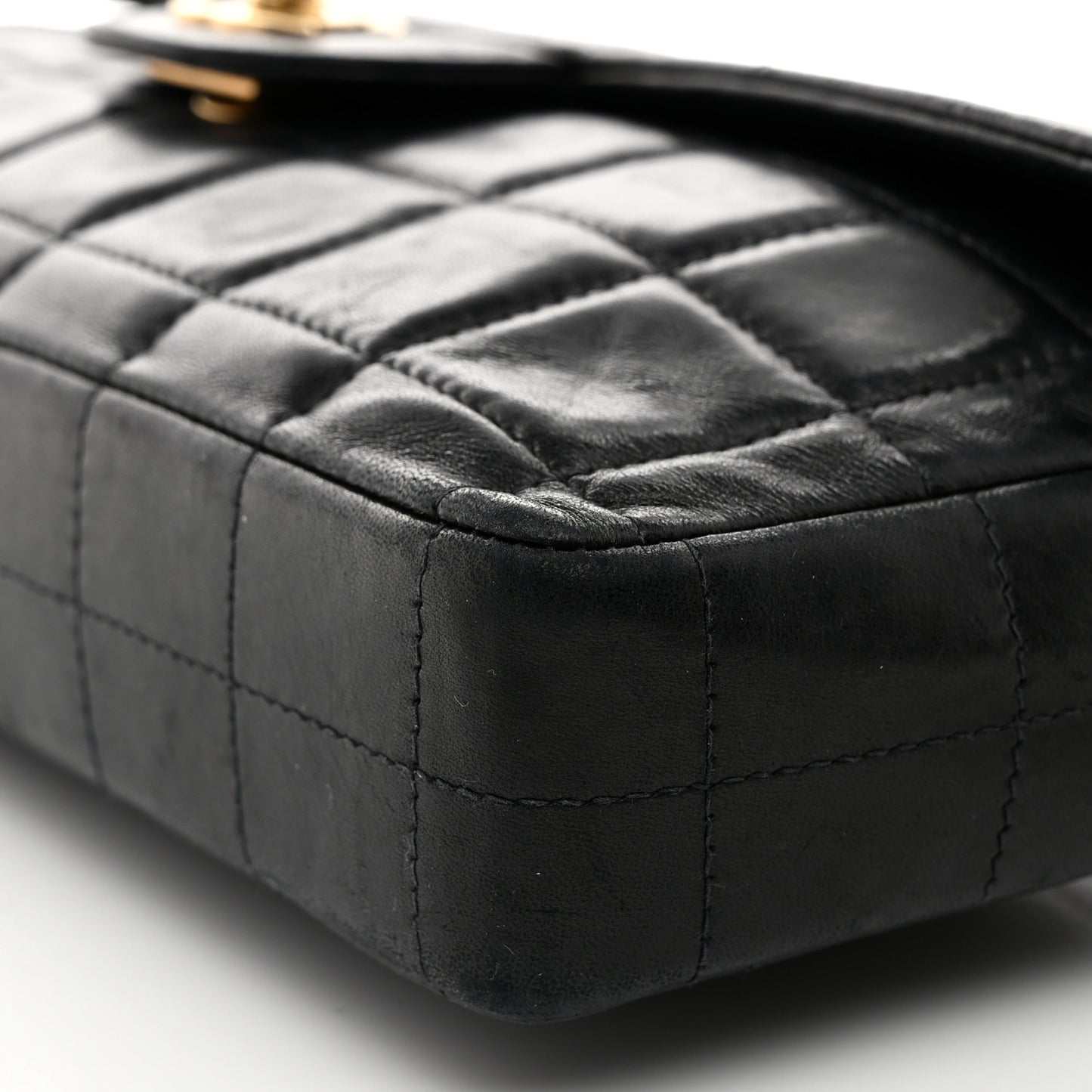 Lambskin East West Chocolate Bar Flap Black