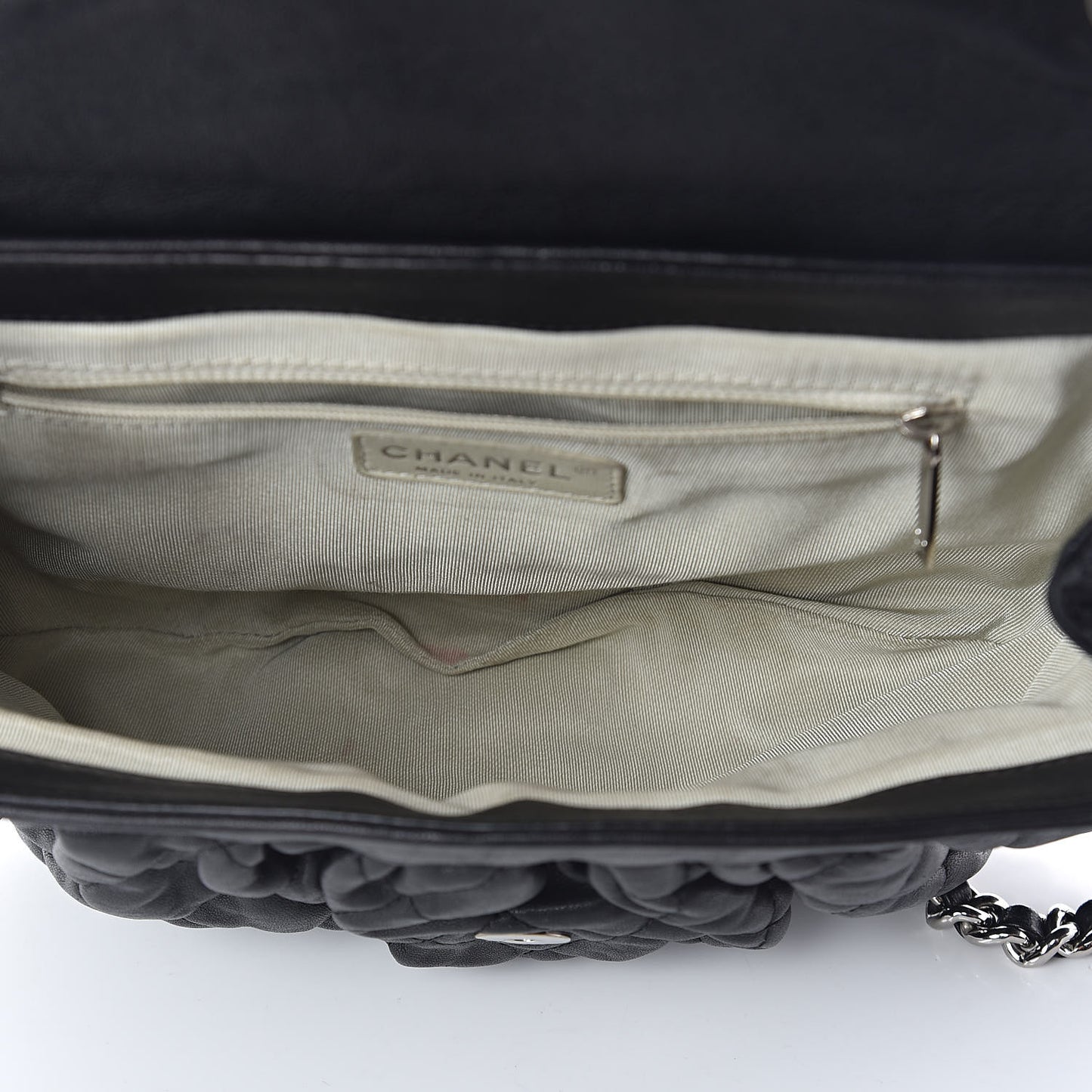 Washed Lambskin Quilted Medium Chain Around Messenger Black