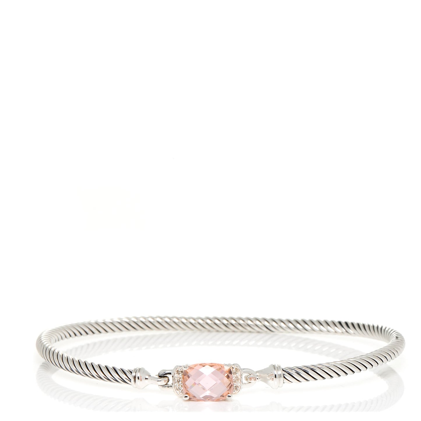 Sterling Silver Diamond Morganite 3mm Petite Wheaton Bracelet