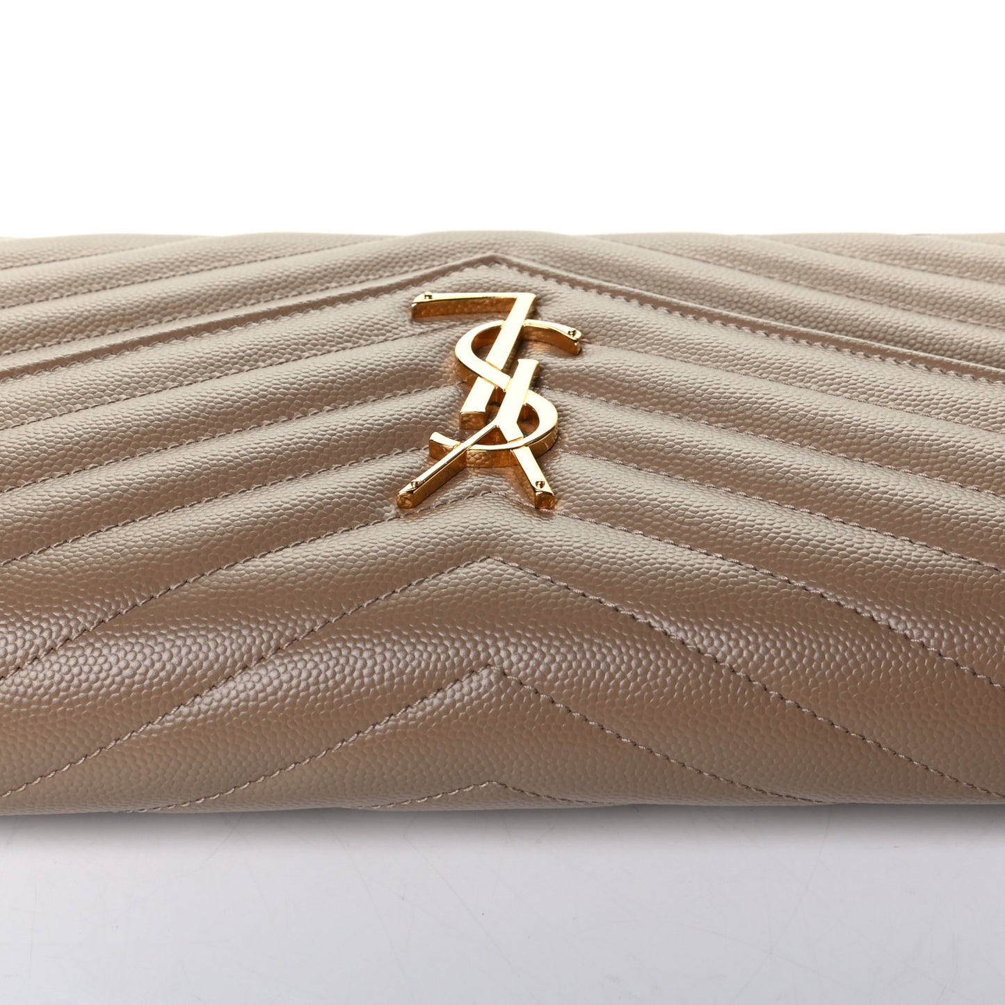 Grain De Poudre Matelasse Chevron Monogram Chain Wallet Light Taupe