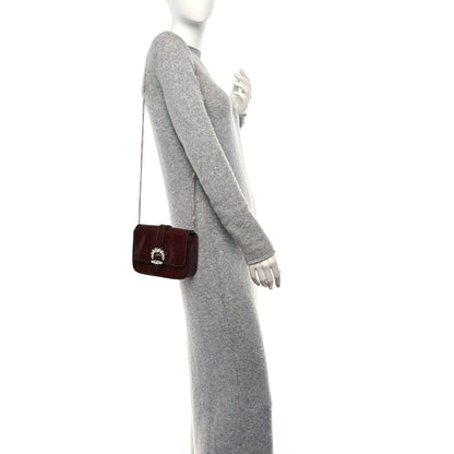 Jimmy Choo Calfskin Lizard Embossed Crystal Cheri Satchel Bordeaux 2 of 10