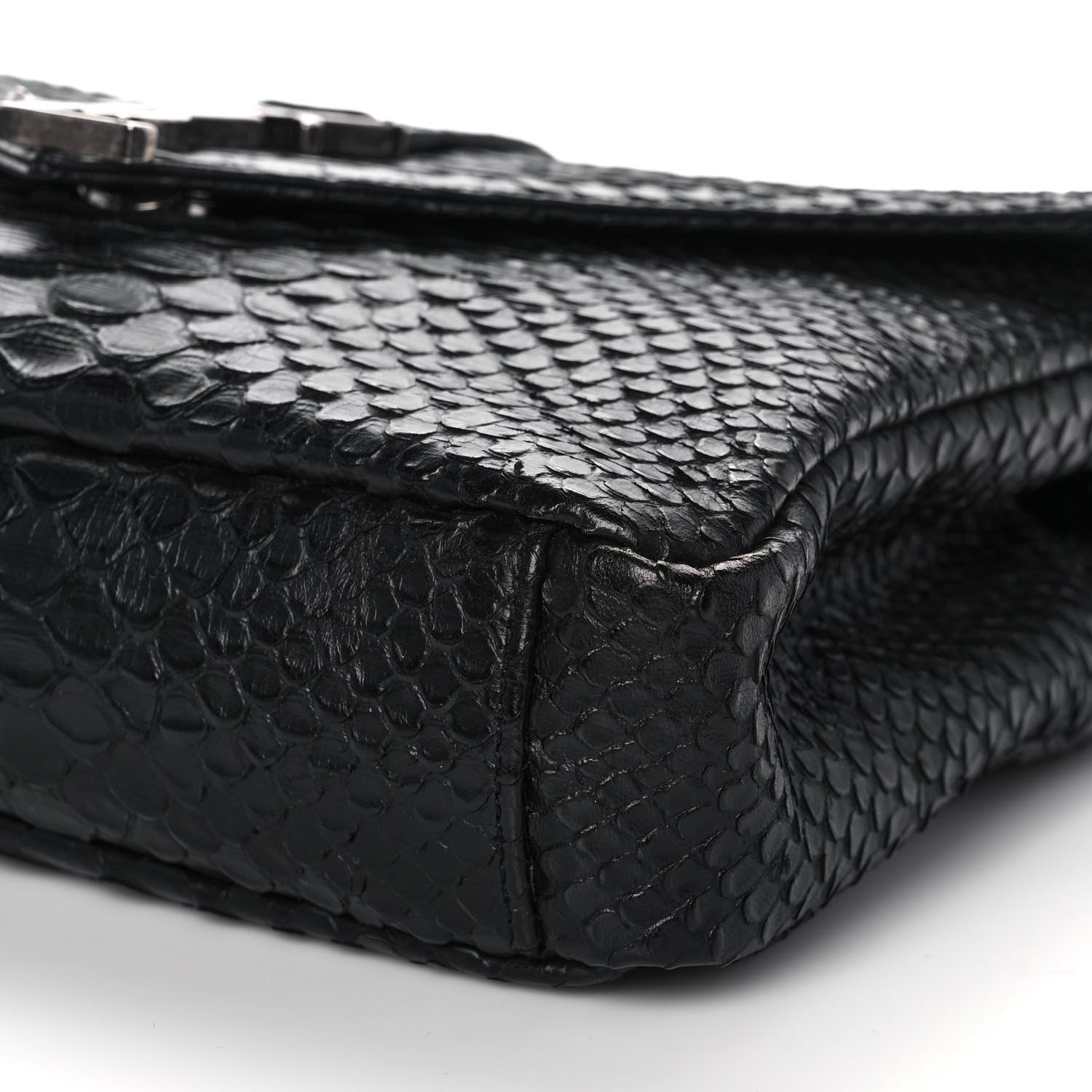 Saint Laurent Calfskin Python Embossed Monogram Medium College Bag Black 8 of 9