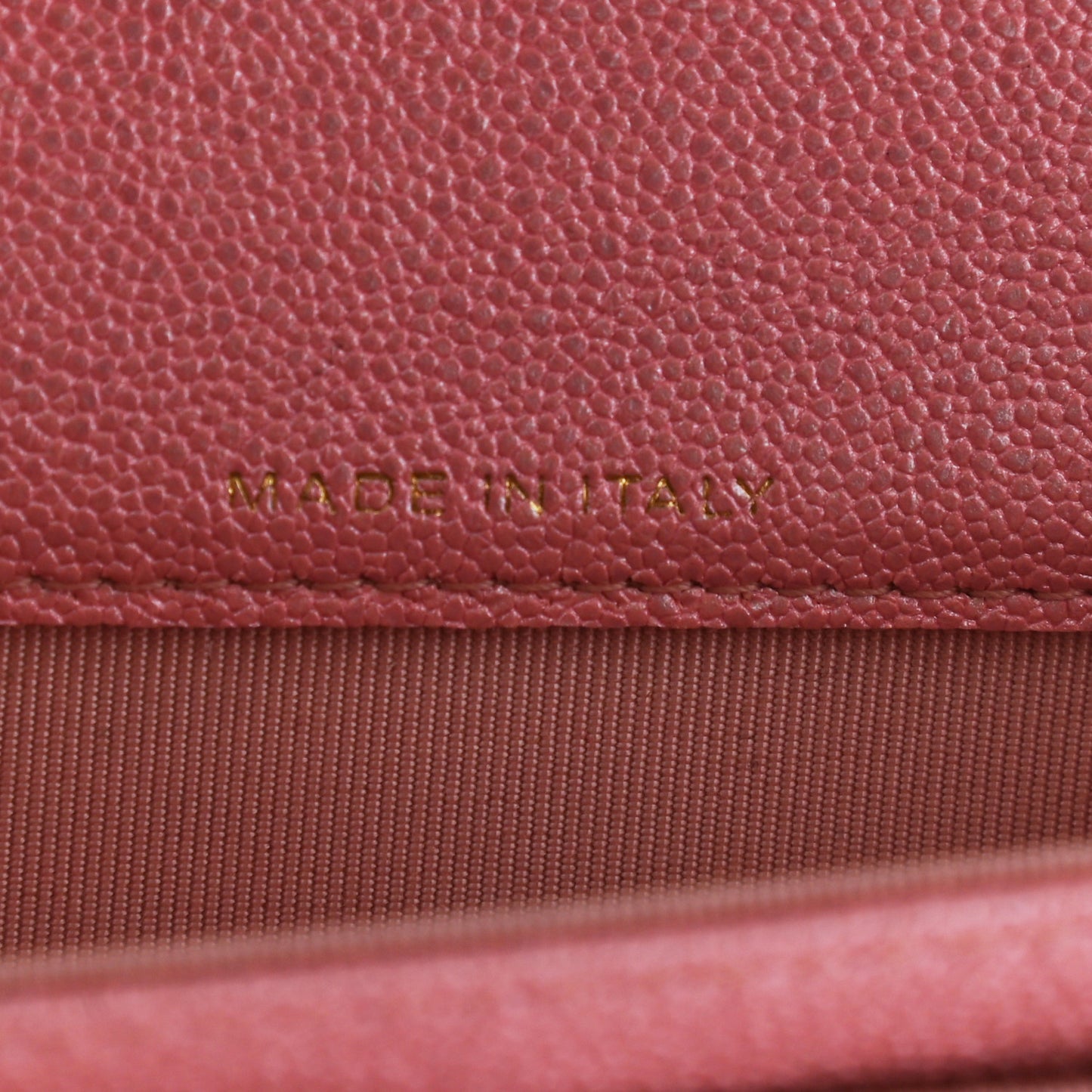 Iridescent Caviar Quilted Flap Card Holder Rose Pink