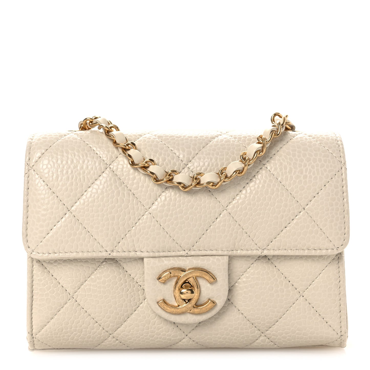 Caviar Quilted Mini Flap Bag Light Beige