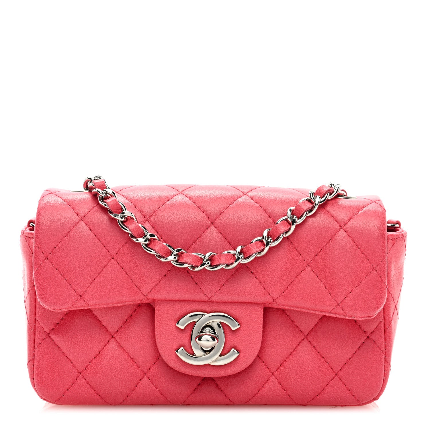 Chanel Lambskin Quilted Extra Mini Rectangular Flap Pink 1 of 9