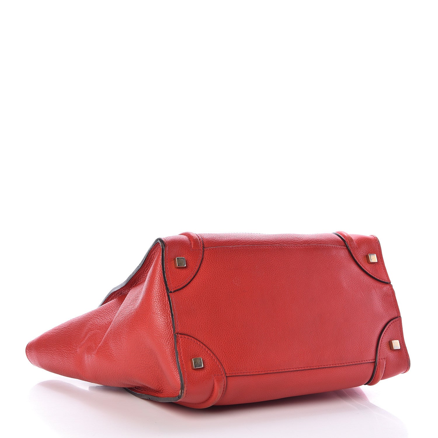 Celine Drummed Calfskin Mini Luggage Coquelicot 4 of 14