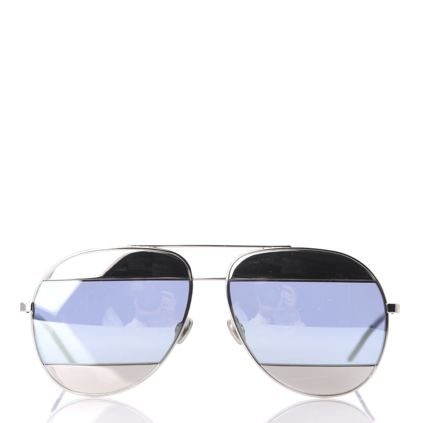 Metal Split 1 Aviator Sunglasses Silver Blue