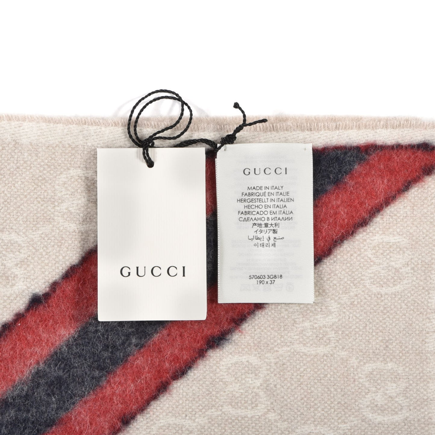 Wool Angora Monogram Web New Nikky Scarf Sand Blue