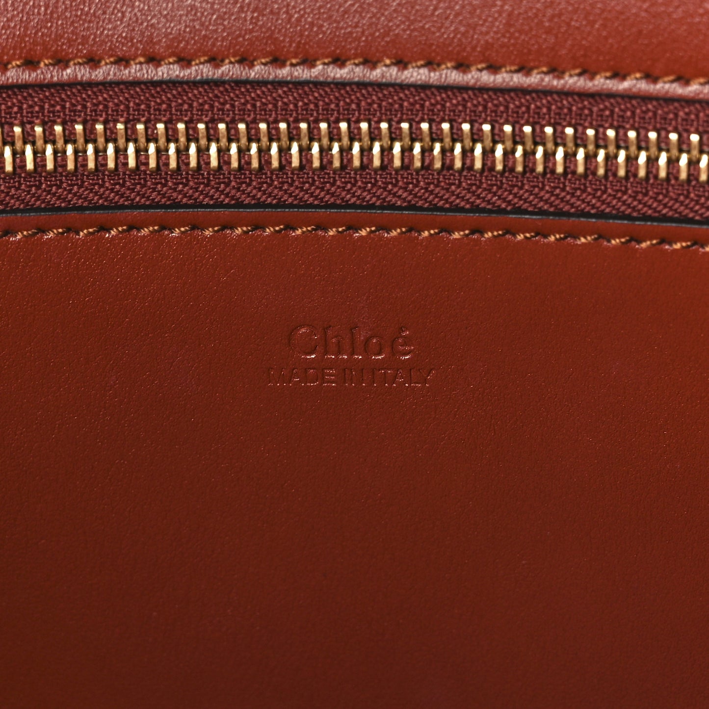 Shiny Calfskin Suede Medium C Zipped Tote Brown