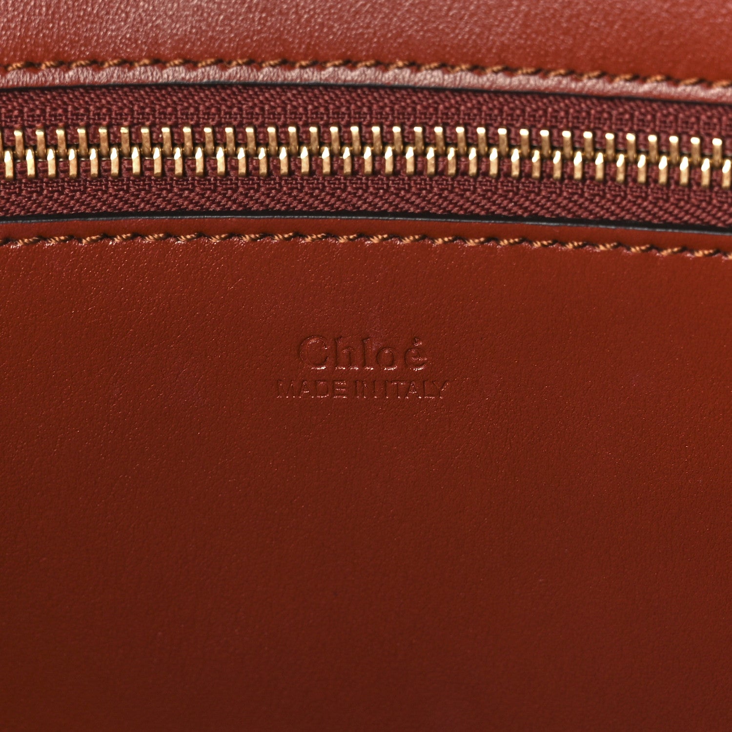 Chloe Shiny Calfskin Suede Medium C Zipped Tote Brown 6 of 14