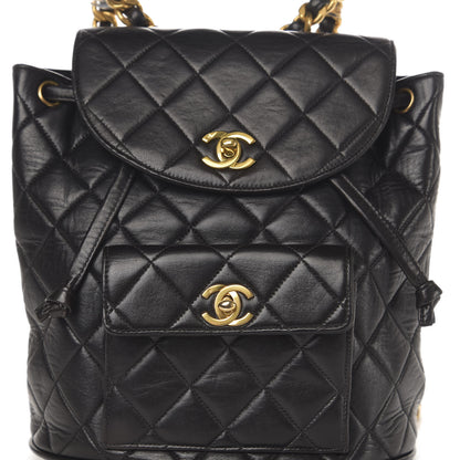 Chanel Lambskin Quilted Drawstring Backpack Black 10 of 14