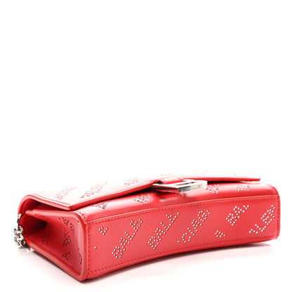 Balenciaga Metallic Smooth Calfskin Crystal Diagonal Allover Logo Hourglass Wallet Flame 3 of 8