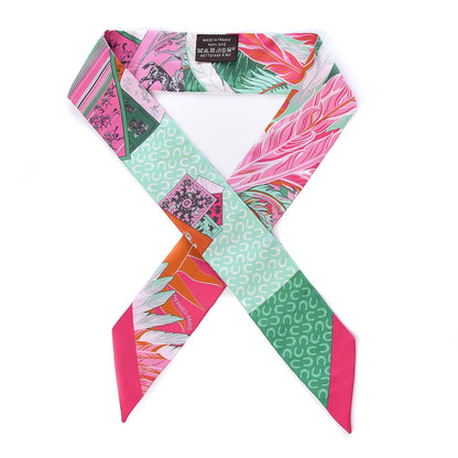 Hermes Silk Cheval Phoenix Twilly Fuchsia Vert Rose 1 of 5