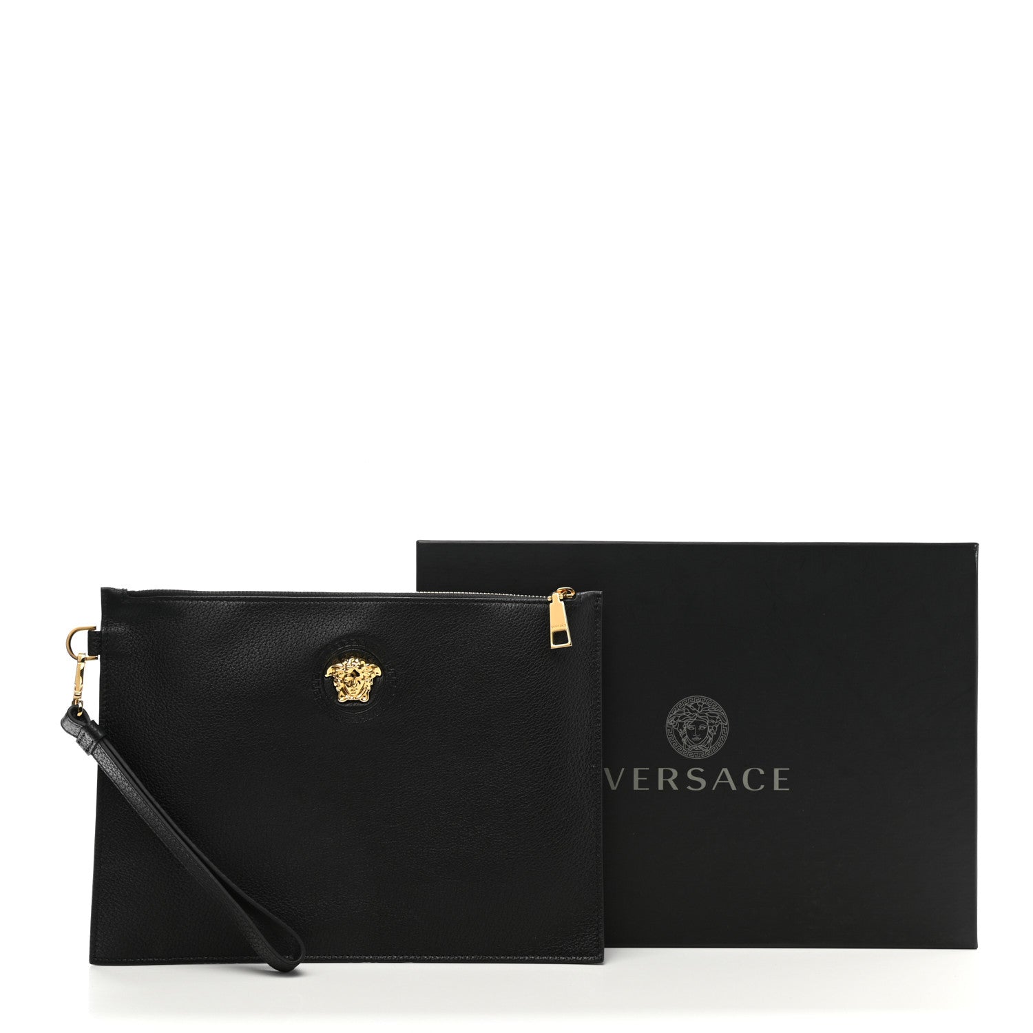 Versace Grained Calfskin La Medusa Pouch Black 7 of 7