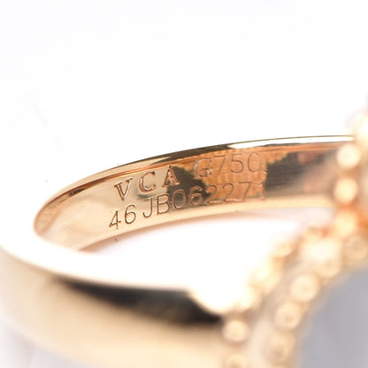 Van Cleef & Arpels 18K Yellow Gold Diamond Mother of Pearl Vintage Alhambra Ring 46 3.75 5 of 5