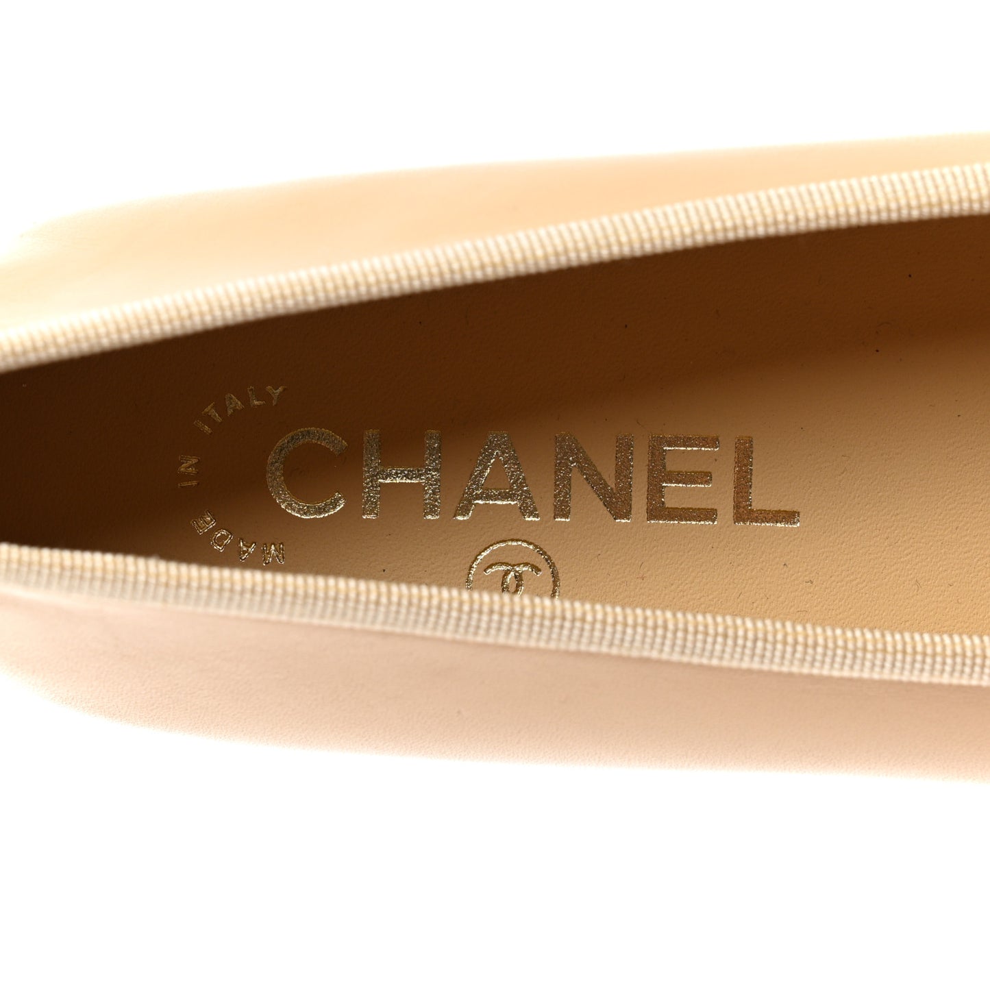 Lambskin Cap Toe CC Ballerina Flats 37 Beige Black