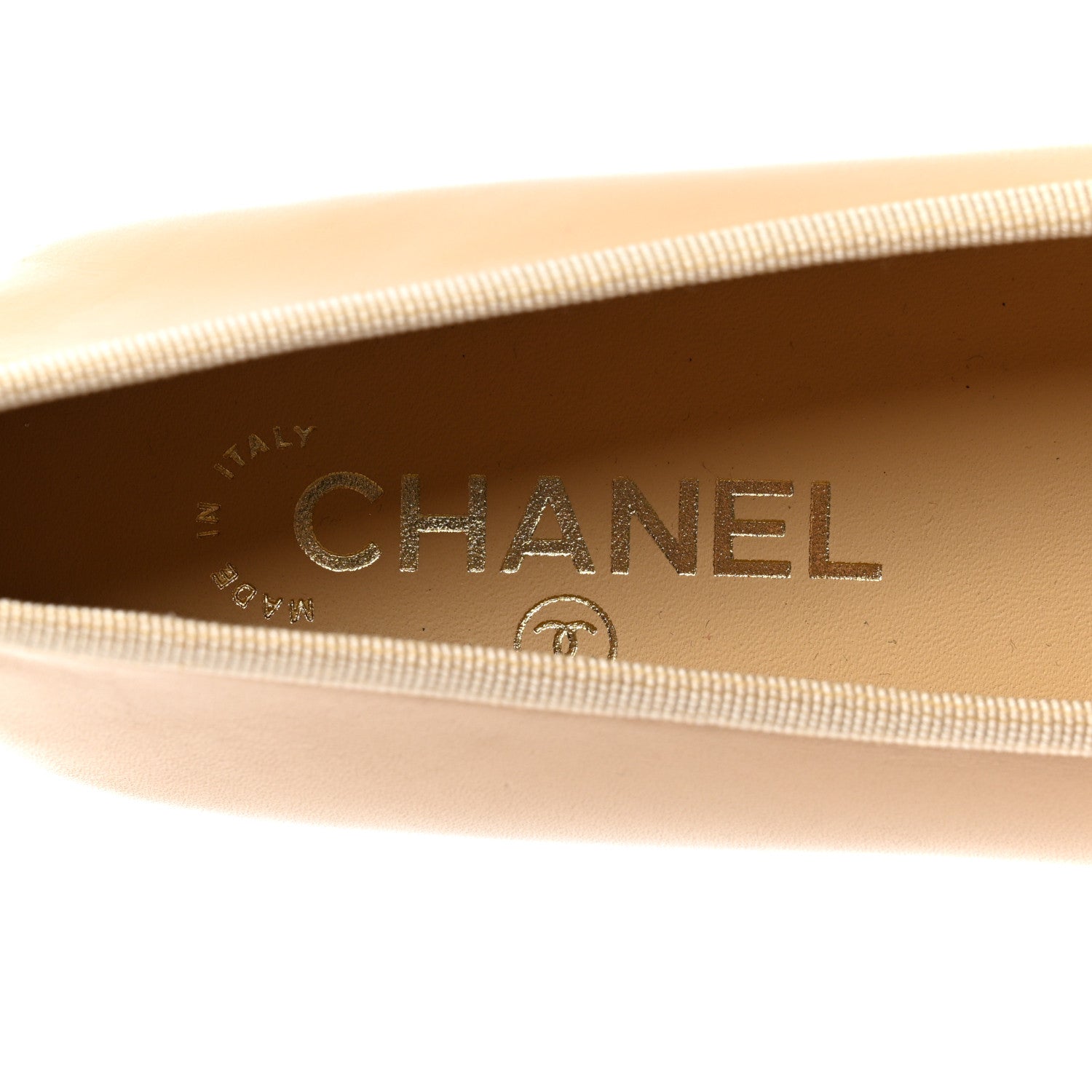 Chanel Lambskin Cap Toe CC Ballerina Flats 37 Beige Black 7 of 9