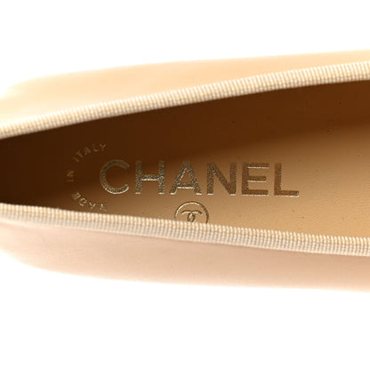 Chanel Lambskin Cap Toe CC Ballerina Flats 37 Beige Black 7 of 9
