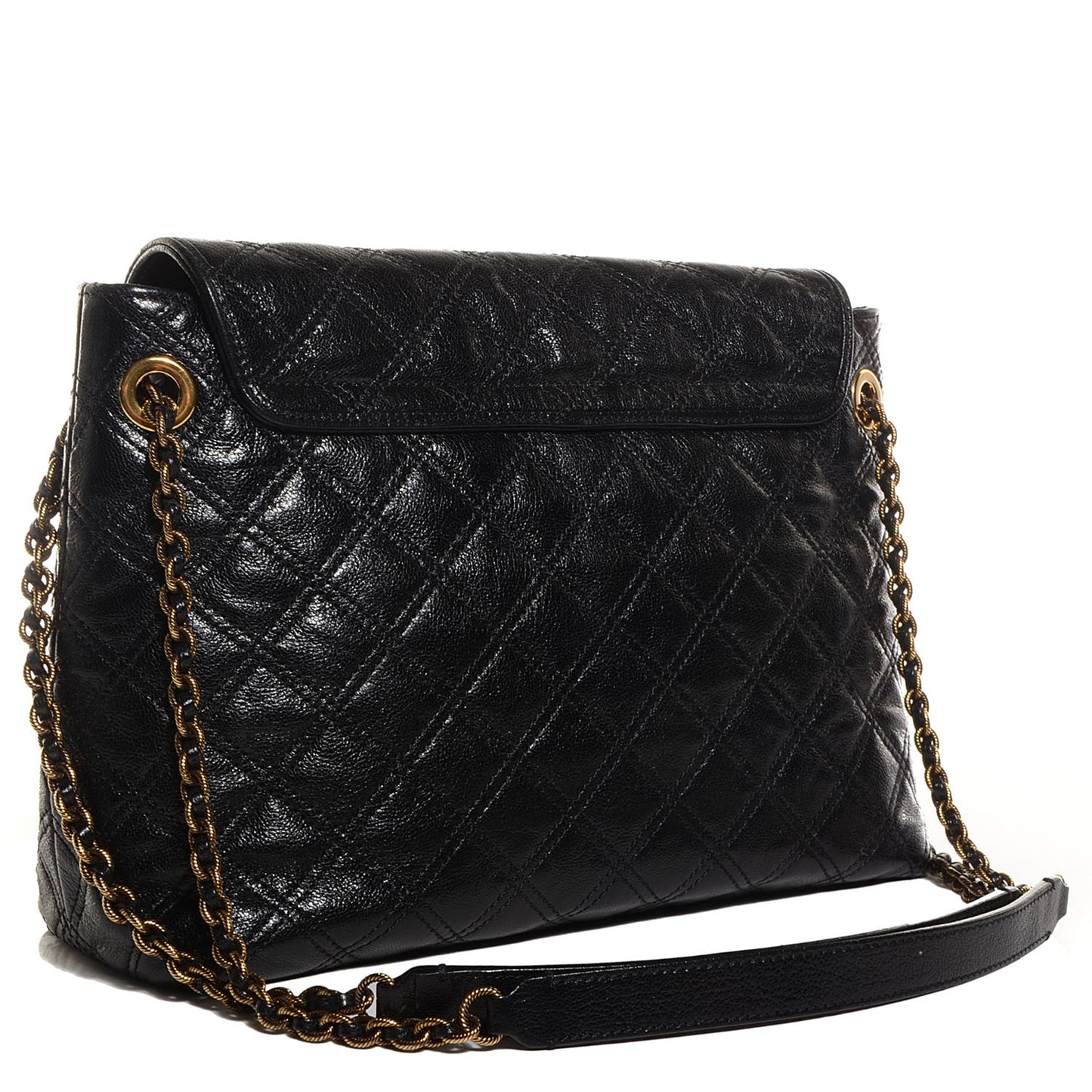 Lacquered Lambskin Baroque The XL Single Flap Black