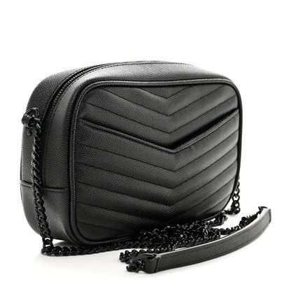 Saint Laurent Grain De Poudre Matelasse Monochrome Monogram Mini Lou Camera Bag Black 2 of 9
