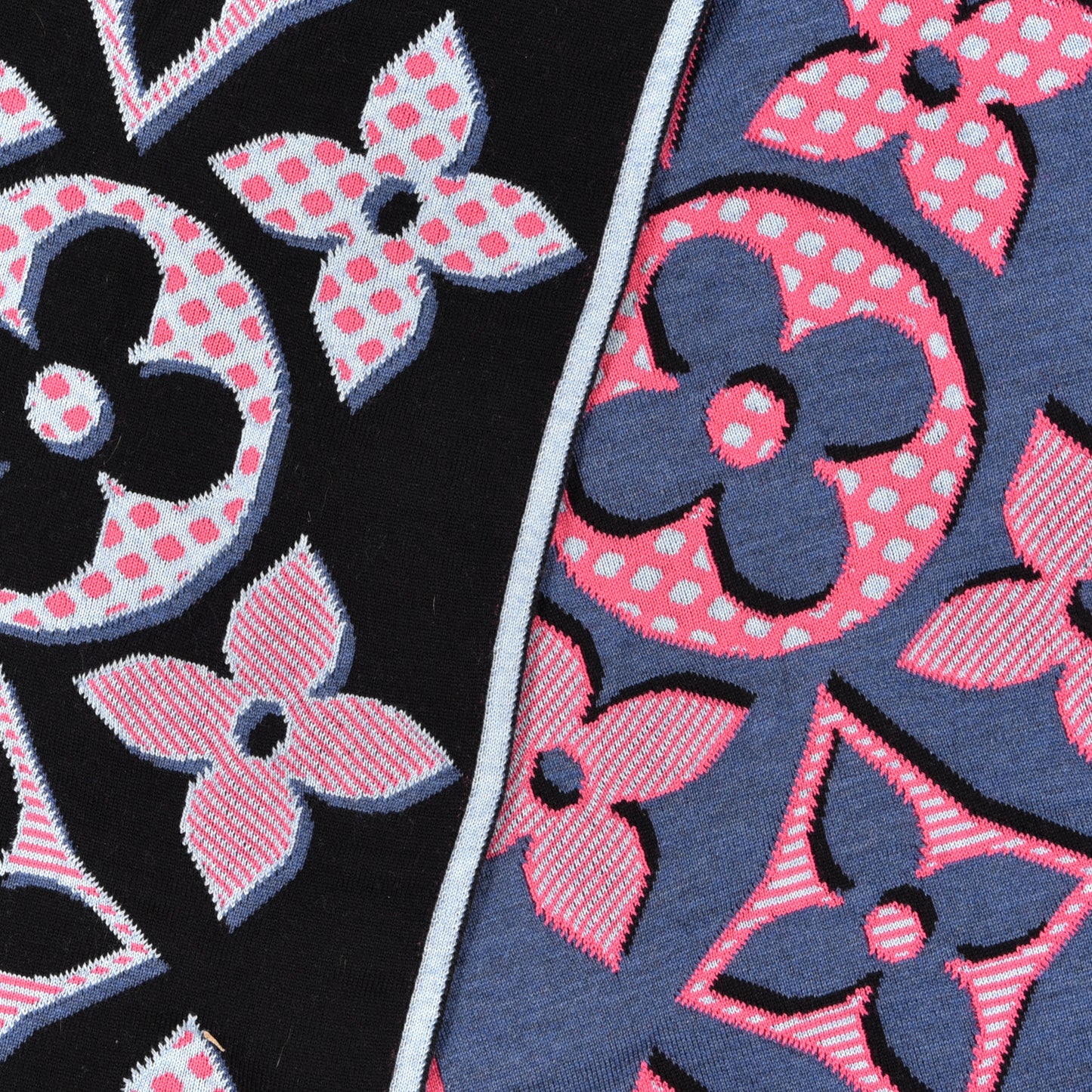 Wool Giant Pop Monogram Scarf Black Multicolor