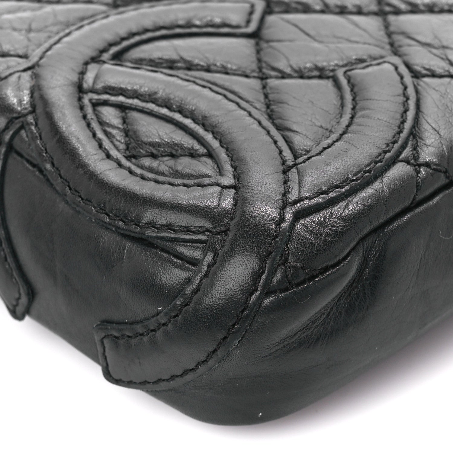Chanel Aged Calfskin Quilted Cambon Pochette Black 9 of 10
